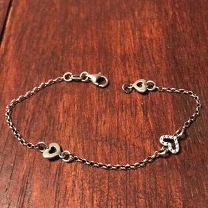 Sterling dainty heart bracelet 6.5”